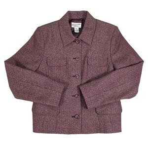 Vintage Pendleton Blazer Jacket Womens sz 12 Mauve Pink Virgin Wool Tweed Coat
